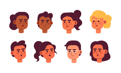 Diverse buyers sellers 2D vector avatars illustration set. Realtor business people cartoon character face portraits collection. Salespeople flat color user profiles images isolated on white background