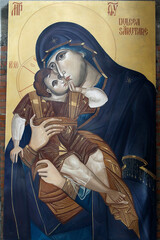 Obraz premium Hancu monastery church icon, Moldova. Virgin Mary and child Jesus