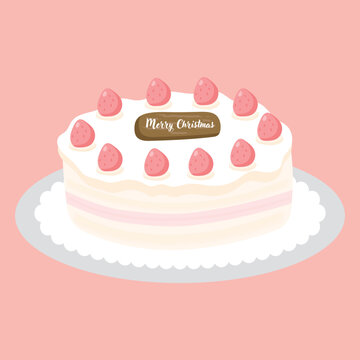 Cake vector illustration. Cake is a sweet and delicious dessert to celebrate Christmas or birthday. Strawberry Cream Cake is a very popular cake.