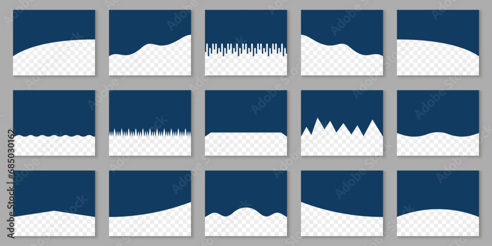 Wall mural divider shape for website top and bottom set. curve line, drops, waves separator effects collection 