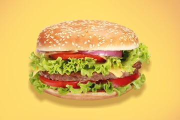 Tasty fast food hamburger bread