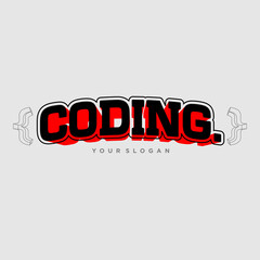 logo coding vector,programmer logo icon, technology, symbol code logo illustration, coding. vector suitable for your media design logo