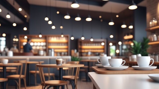 Blurred images of restaurant and coffee shop cafe interior background