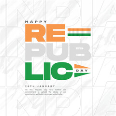 Happy Republic Day India Instagram social media post template in Hindi calligraphy