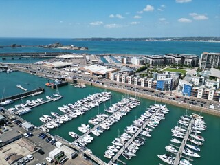 St Helier  Harbour Jersey Channel islands drone aerial