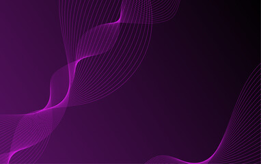Dark abstract background with glowing wave. Shiny moving lines  Modern purple flowing wave lines