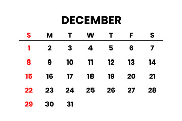 December 2024 Calendar png transparent background 