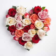 Roses arranged in the shape of a heart