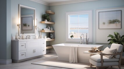 Fototapeta na wymiar Luxury Fresh Bathroom Concept - Elegant Hygiene Portrait, Modern bathroom antique concept