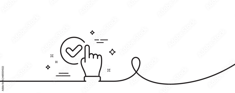 Aufkleber checkbox line icon. continuous one line with curl. approve sign. confirmed click symbol. checkbox si