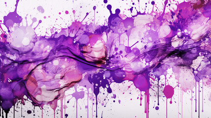 Fototapeta premium Abstract Ink Splatters in Violet and Chrome - A Dynamic Interplay of Colors, Merging Artistic Energy and Metallic Elegance for a Distinctive Background Statement