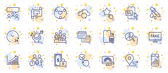 Fototapeta na wymiar Outline set of Journey, Noise and Phone calculator line icons for web app. Include Lgbt, Graph chart, Inclusion pictogram icons. Business podium, Ranking star, Private payment signs. Vector