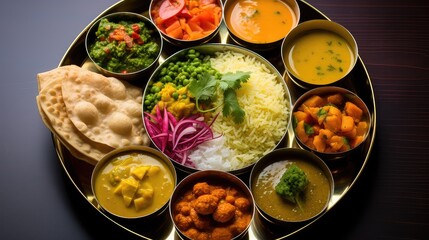 feast lunch indian food thali illustration cuisine spices, curry naan, samosa dosa feast lunch indian food thali - obrazy, fototapety, plakaty