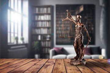 Statue of the bronze Lady Justice law concept