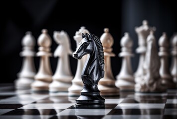 chess pieces are highlighted in black and white color by a blurred background photorealistic detail enigmatic automatism dark purple and beige