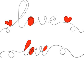lettering love line drawing on a white background vector