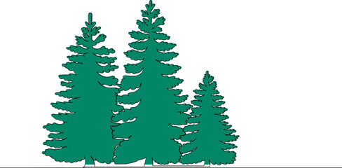 Christmas tree line drawing on a white background vector