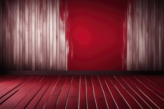 empty wooden floor with dark red background ready for product display montage high quality photo