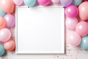 Birthday card, empty frame, space for text