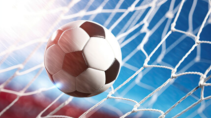 Naklejka premium Goal. Reaching goal concept. Soccer Ball in a Net