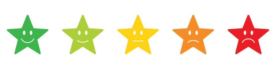 five star rating feedback icon set