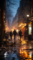Parisian street scene, aftermath of riots
