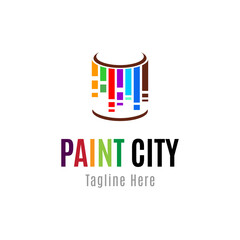 Colorful paint city logo vector design template creative concept