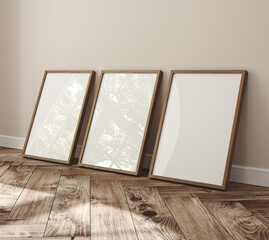 Mockup poster frame close up, 3d render