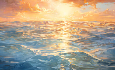 The shining sea with reflections of the sun