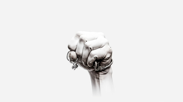 Anti-Slavery Day background. Hand with chains. - Powered by Adobe
