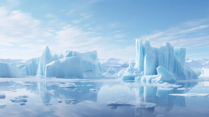Melting Ice Sheets in Polar Regions: Climate Change Impact - obrazy, fototapety, plakaty