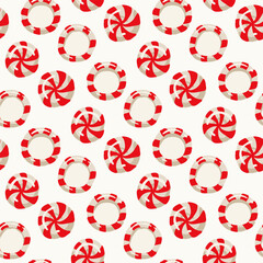 Christmas peppermint swirl candies pattern. Vector illustration.