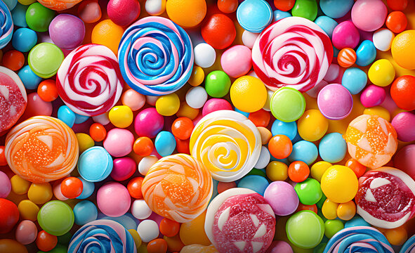 Candy, colorful bright background of colorful candies