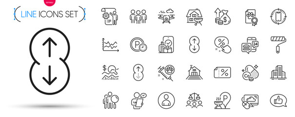 Pack of Grill place, Home grill and Smartphone target line icons. Include Discount button, Settings blueprint, Food app pictogram icons. Feedback, Cloud computing, Buildings signs. Vector