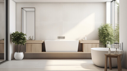 Fototapeta na wymiar Modern stylish clean fresh bathroom