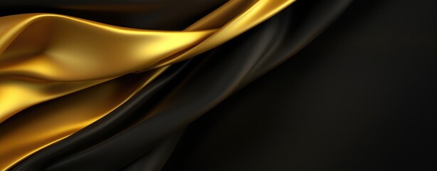 Luxurious Golden Satin Fabric Flowing in Elegant Waves.
