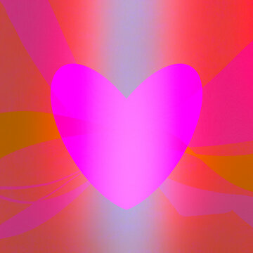 Neon pink heart on striking colorful background