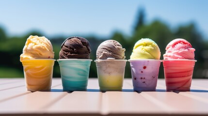  Various colorful ice cream in paper cup 