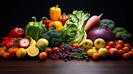 View on Assortment of fresh organic fruits and vegetables 