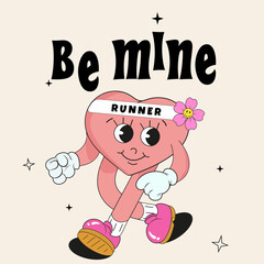 vector hand drawn heart cartoon character illustration	
