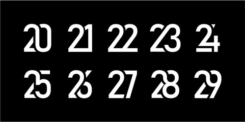 20, 21, 22, 23, 24, 25, 26, 27, 28, 29 Letter Initial Logo Design Template Vector Illustration