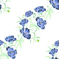 Watercolor seamless pattern with garden flowers. Vintage spring or summer floral pattern. Flower seamless pattern. Botanical art. Wedding floral set. Watercolor botanical design.  © Natallia Novik