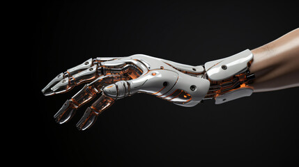 Fototapeta na wymiar Artificial intelligence robot or cyborg empty hand