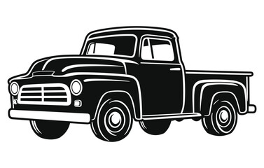 Fototapeta na wymiar Vintage Pickup Truck Logo Monochrome Design Style