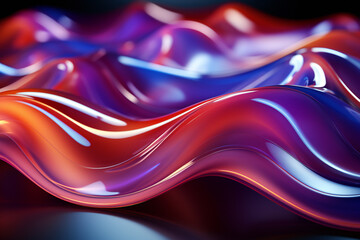 Obraz premium Abstract fluid iridescent holographic neon curved wave in motion colorful background 3d render