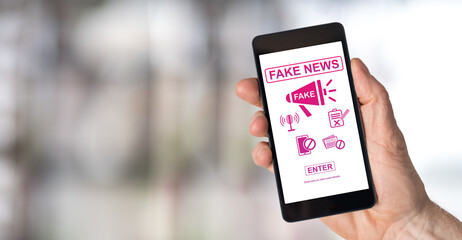 Fake news concept on a smartphone