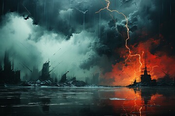 Thunderstorm in The Style of Abstract Expressionism. Creted with Generative AI Technology