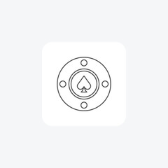 Casino currency  thin line icon, grey outline icon, pixel perfect icon