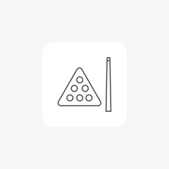 Pool games, thin line icon, grey outline icon, pixel perfect icon