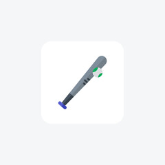 Baseball Bat,Precision Crafted, Power Hitter's Choice,  flat color icon, pixel perfect icon